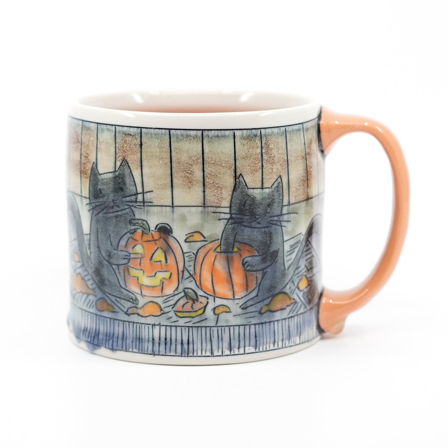 Cats Carving Pumpkins Mug