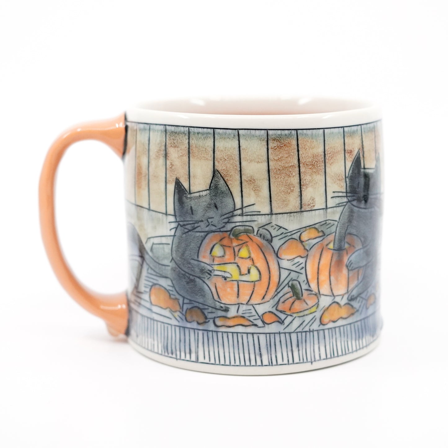 Cats Carving Pumpkins Mug