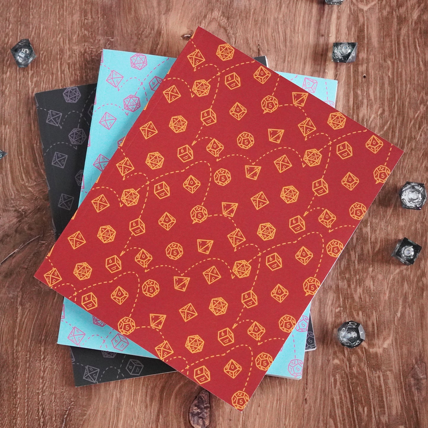 Dice Set Notebook - Red and Gold