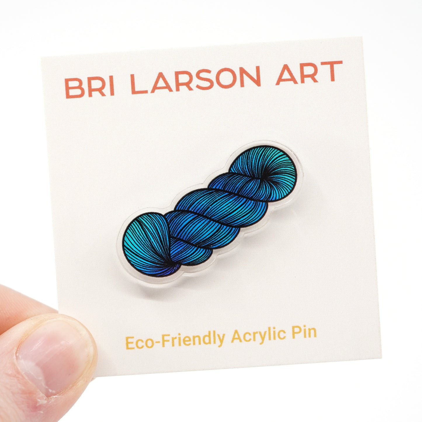 Yarn Skein Eco-Friendly Acrylic Pin / Blue