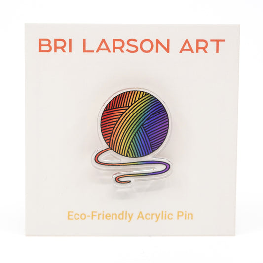 Rainbow Yarn Ball Acrylic Pin