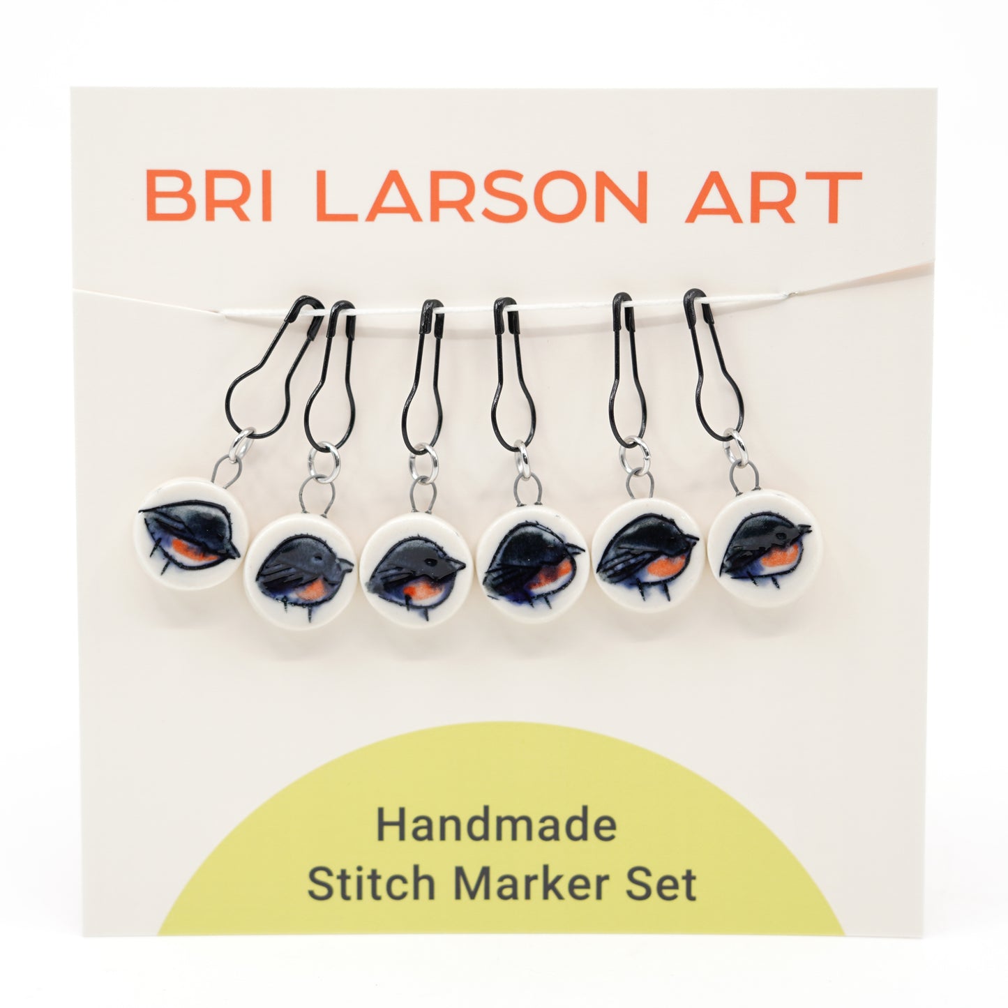Eastern Towhee Stitch Marker Set - Pin Version