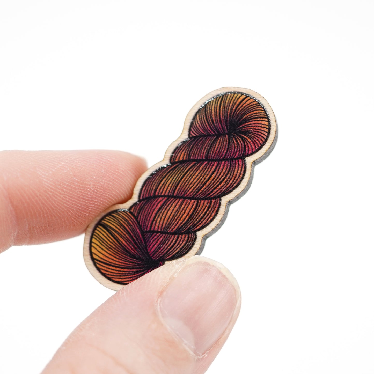 Yarn Skein Eco-Friendly Wood Pin / Orange