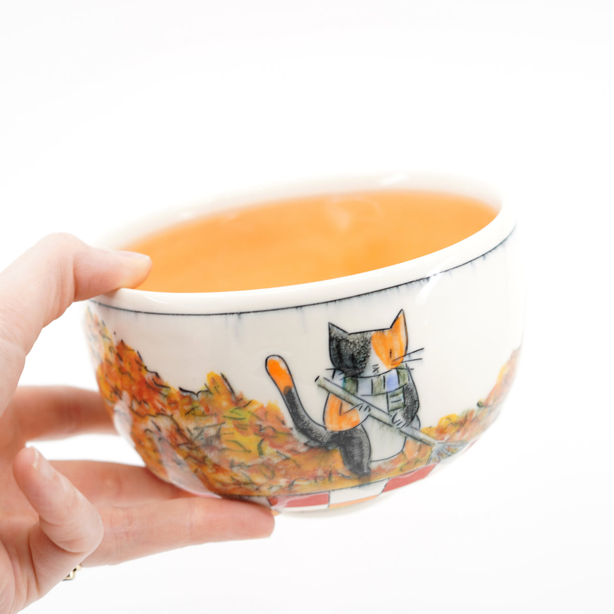 Cats Raking Leaves Bowl
