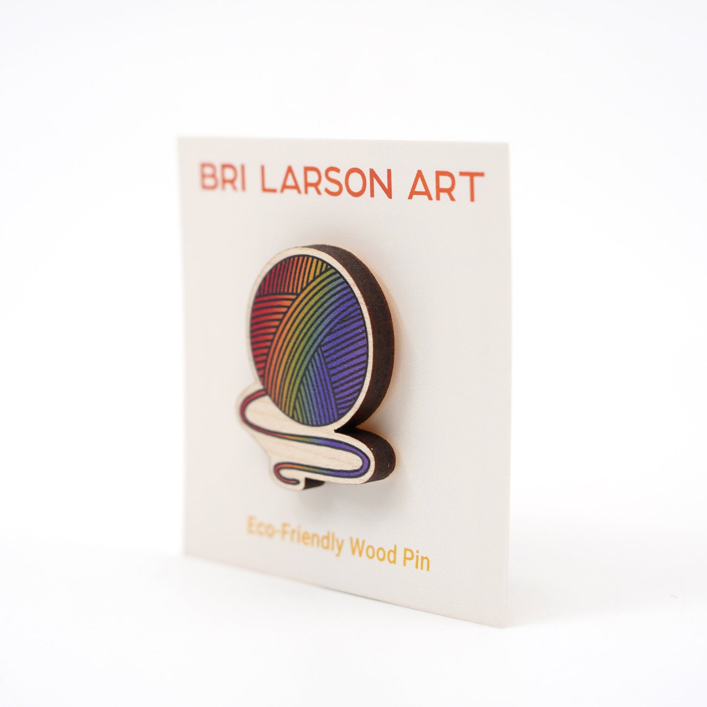 Rainbow Yarn Ball Eco-Friendly Wood Pin