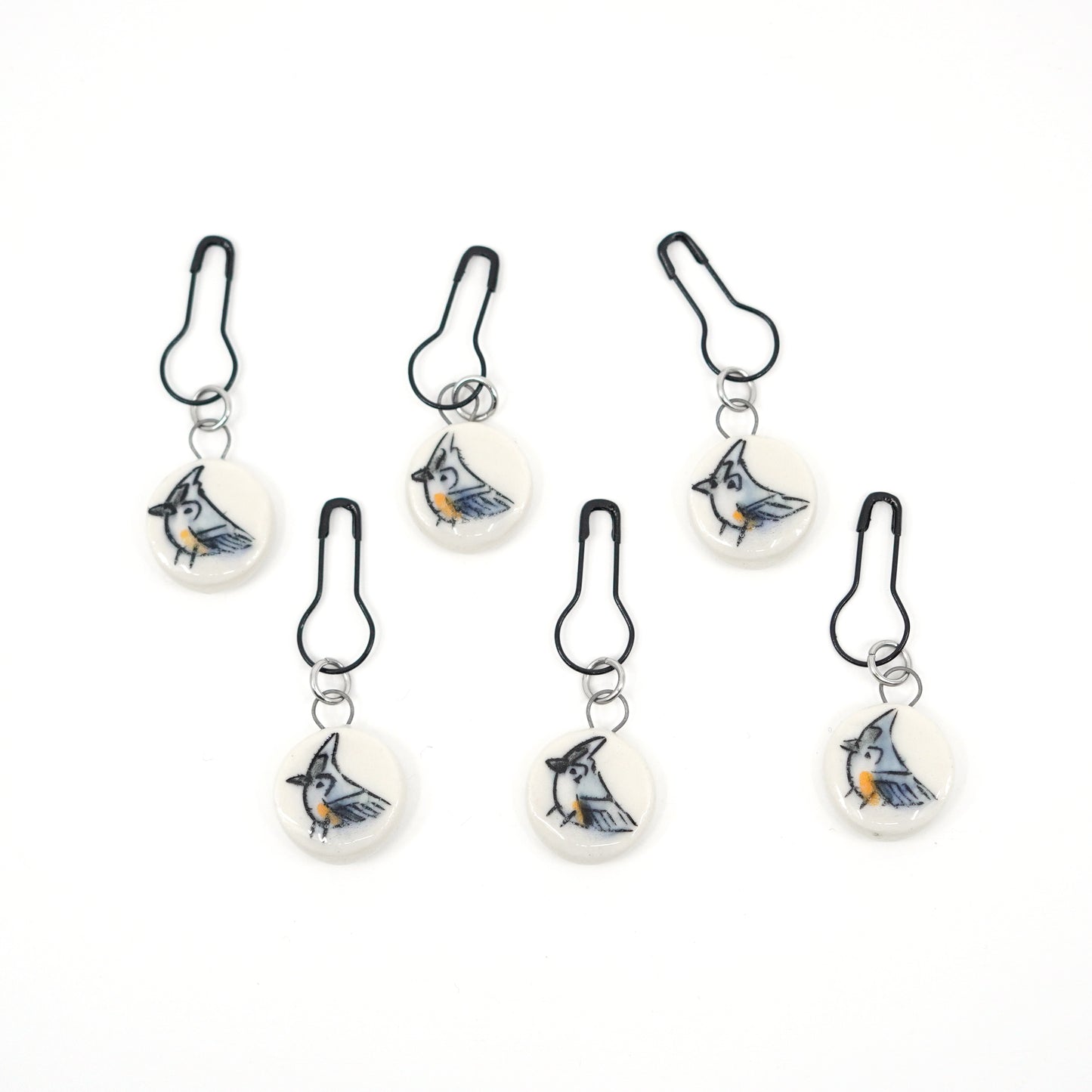 Tufted Titmouse Stitch Marker Set - Pin Version