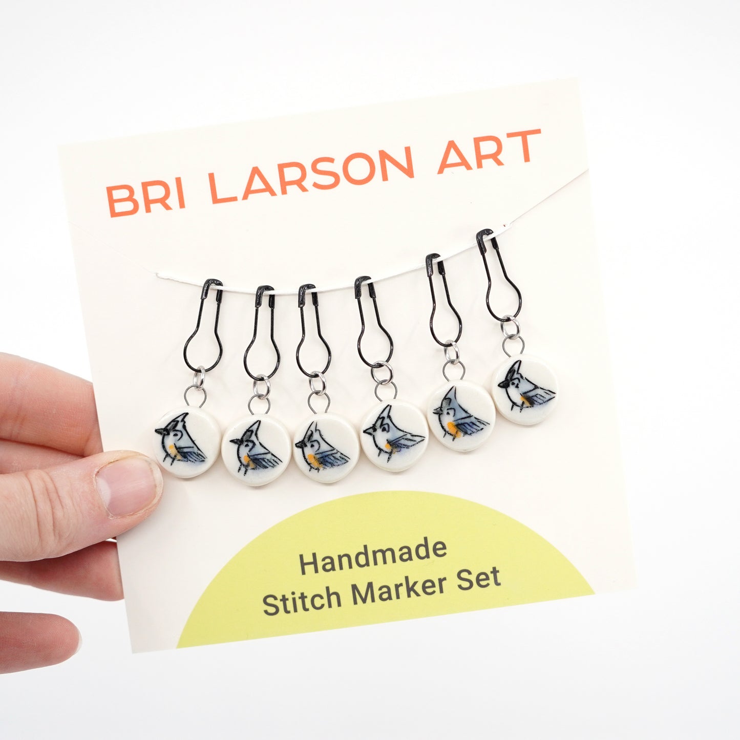 Tufted Titmouse Stitch Marker Set - Pin Version