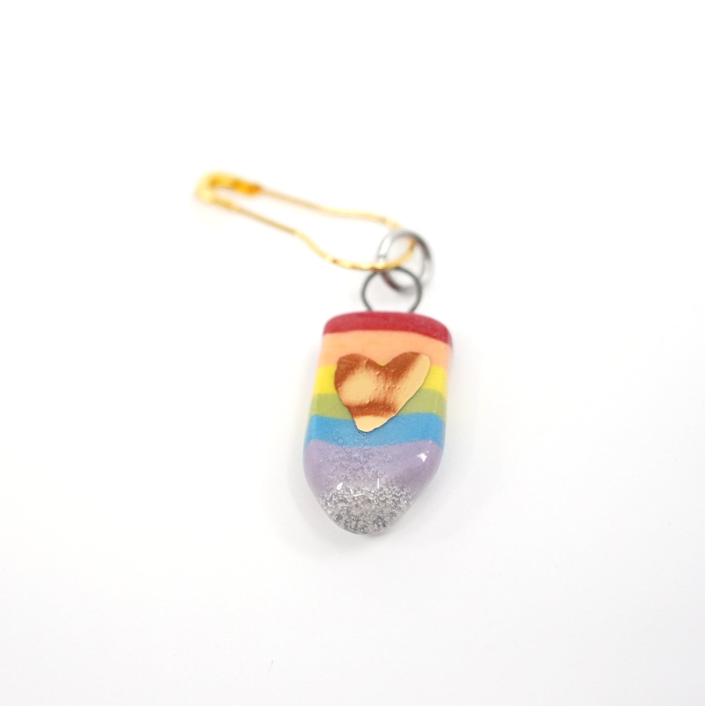 Rainbow Stitch Marker - Individual Pin w/ Gold