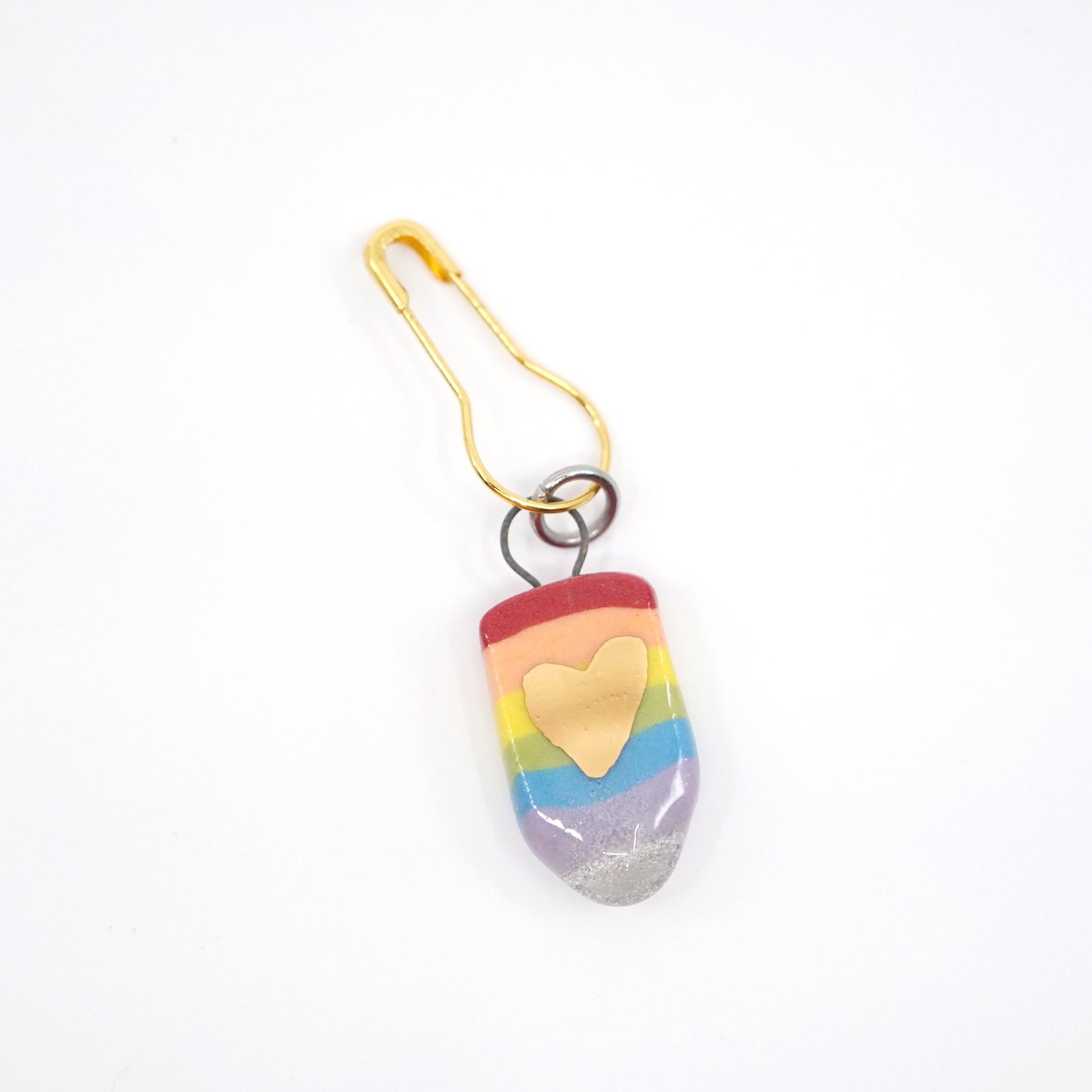 Rainbow Stitch Marker - Individual Pin w/ Gold