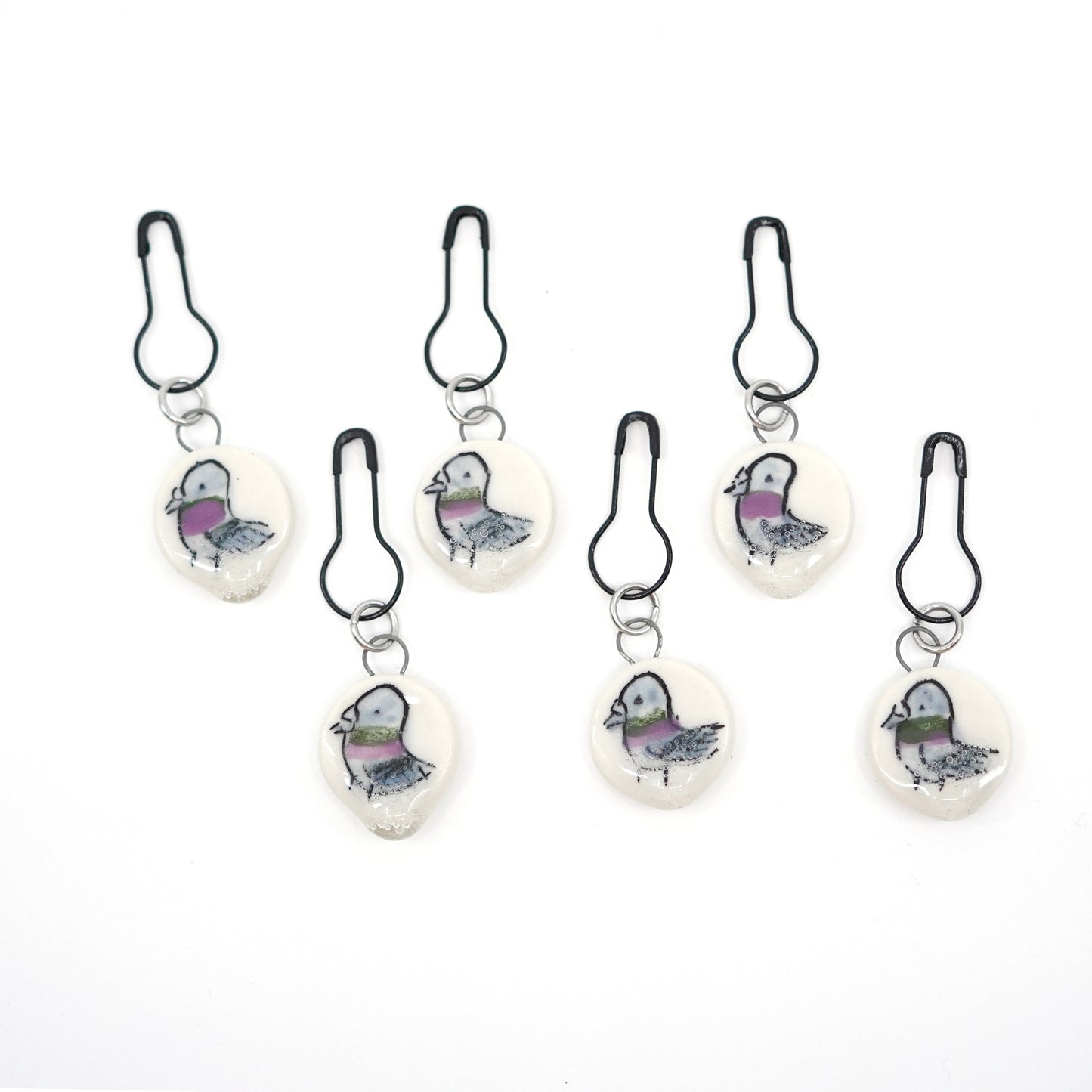 Pigeon Stitch Marker Set - Pin Version