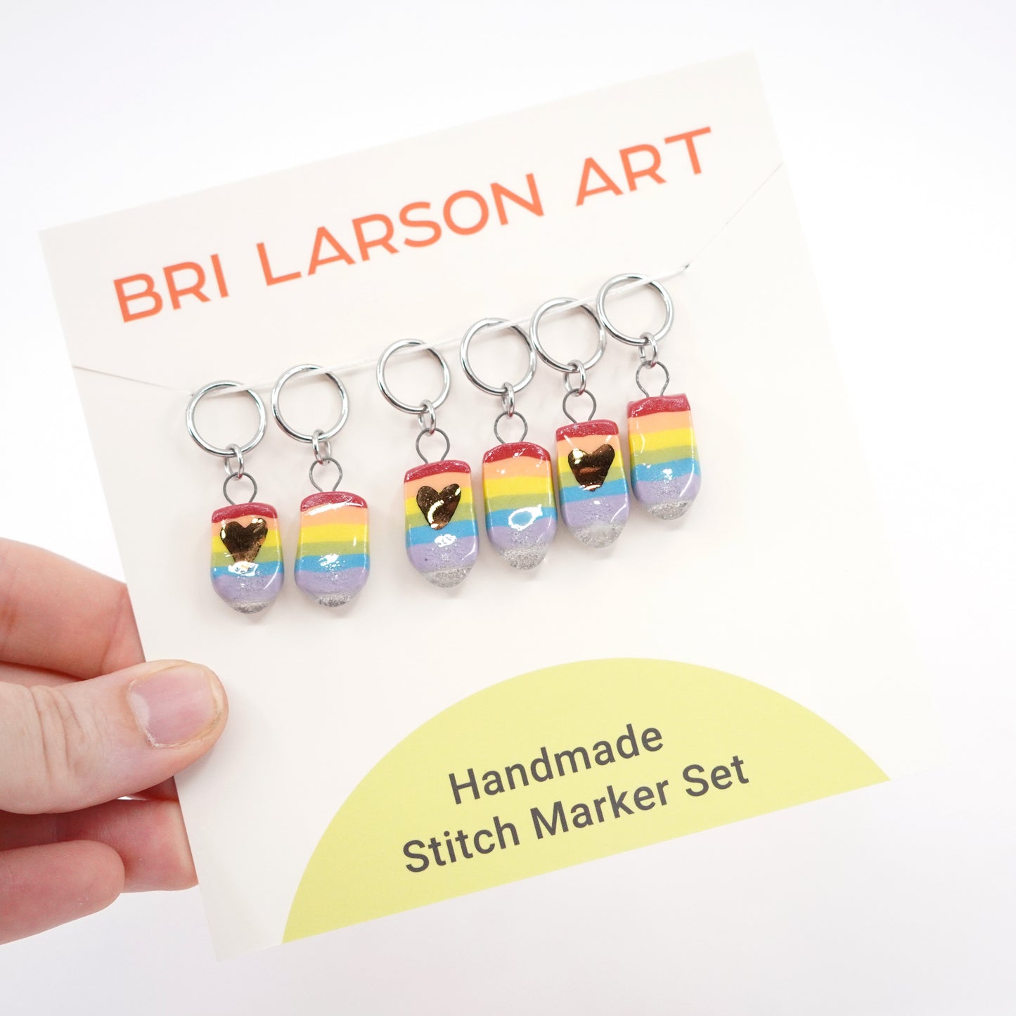 Rainbow Stitch Marker Set w/ Gold