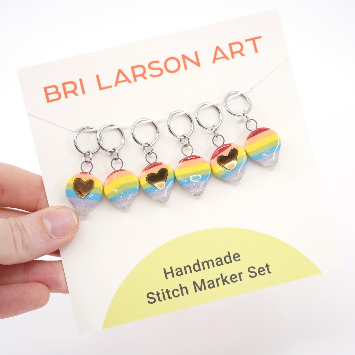 Rainbow Stitch Marker Set w/ Gold