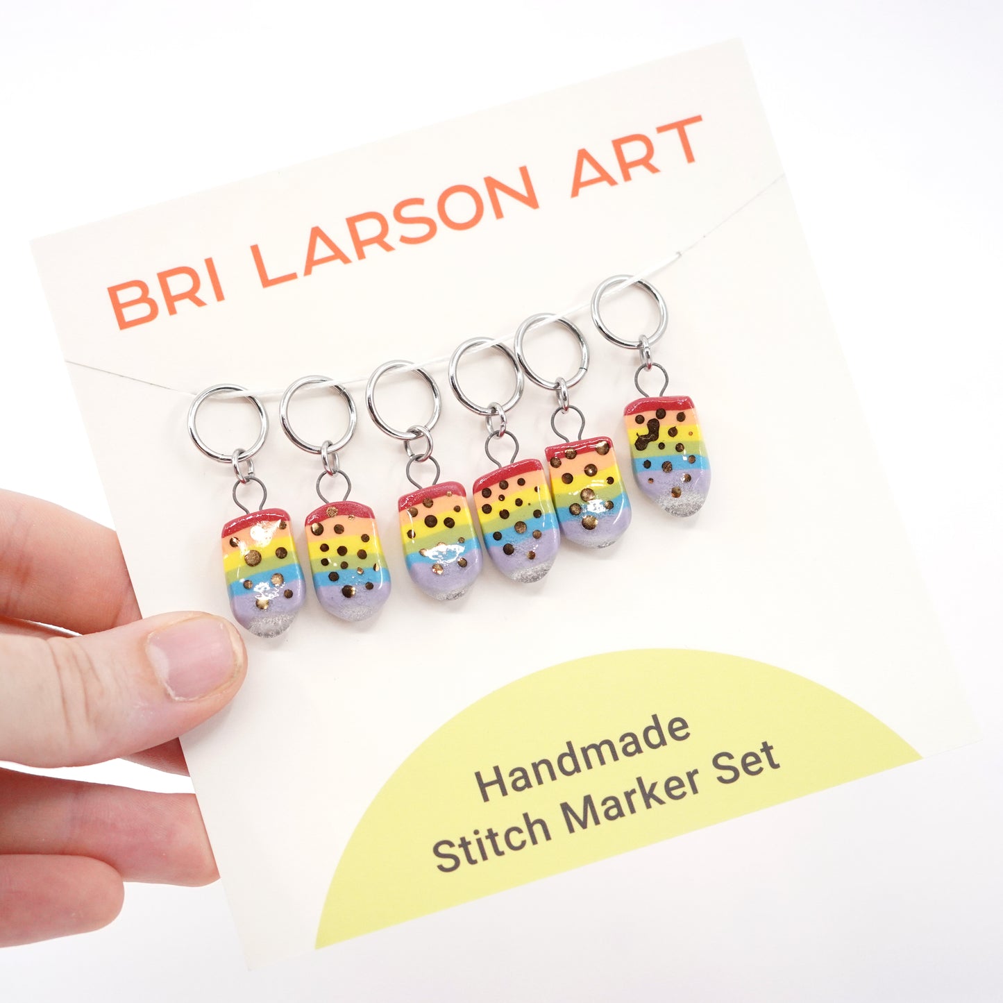 Rainbow Stitch Marker Set w/ Gold