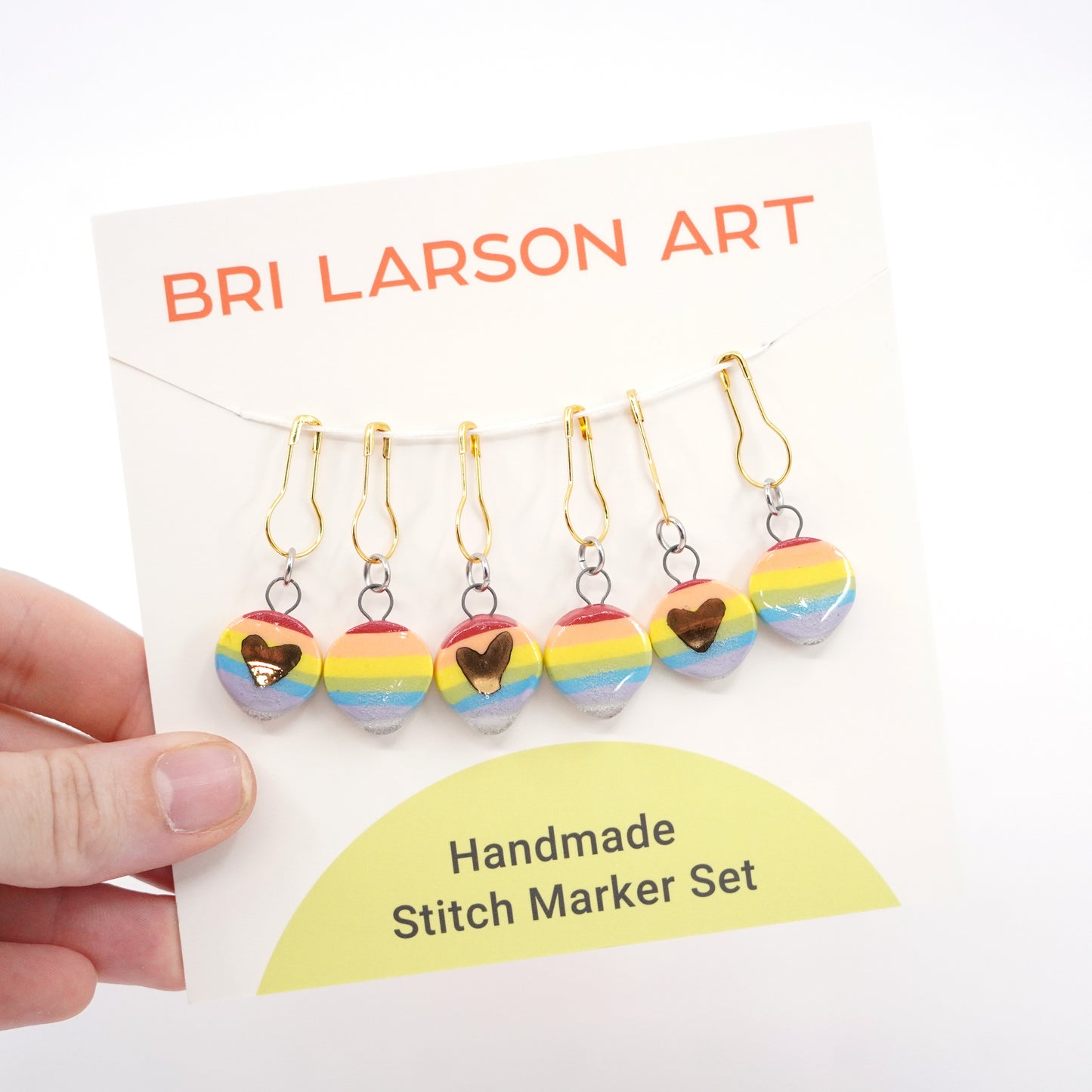 Rainbow Stitch Marker Set - Pin Version w/ Gold