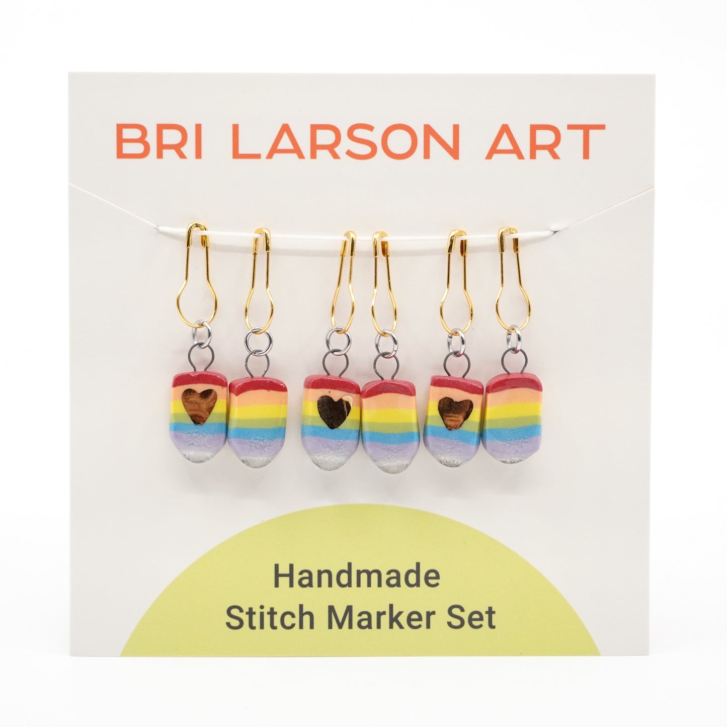 Rainbow Stitch Marker Set - Pin Version w/ Gold