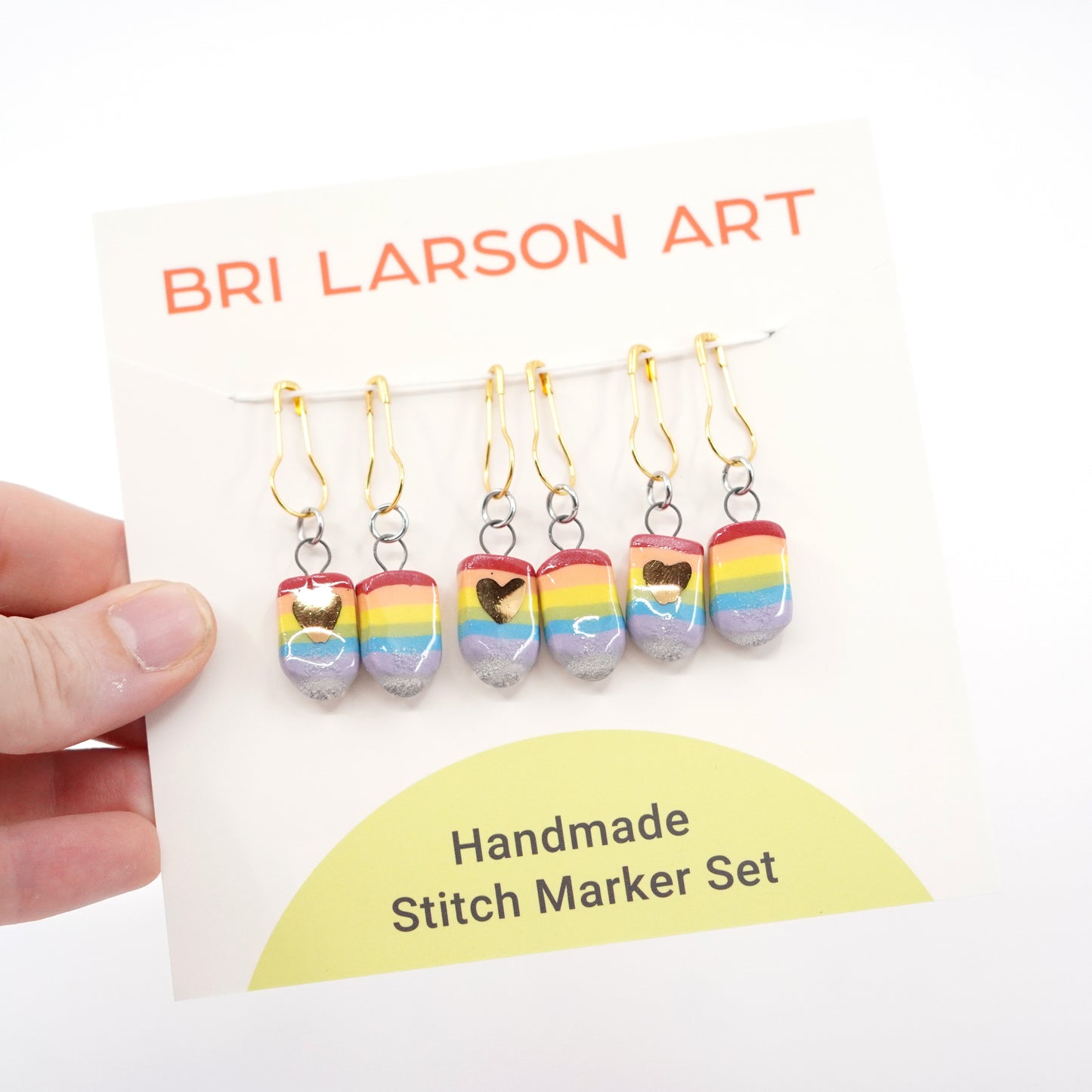 Rainbow Stitch Marker Set - Pin Version w/ Gold