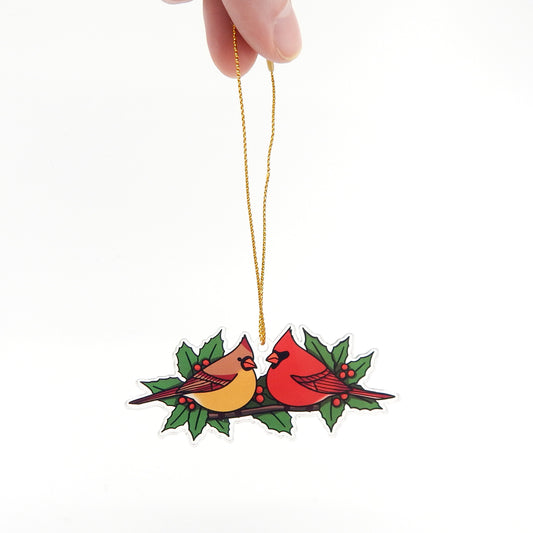 Pair of Cardinals Eco Friendly Acrylic Hanging Ornament