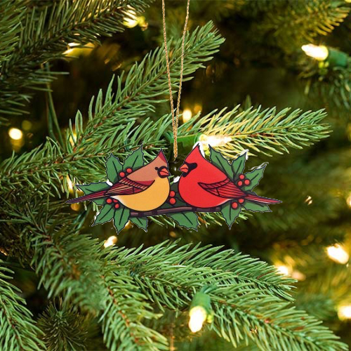 Pair of Cardinals Eco Friendly Acrylic Hanging Ornament