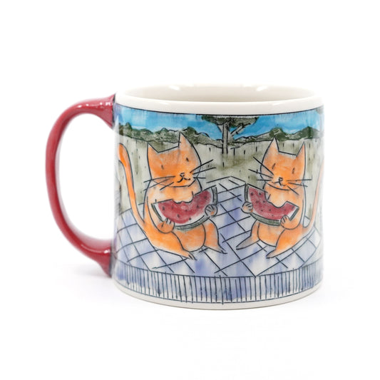 Cats Having a Watermelon Picnic Mug