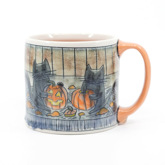 Cats Carving Pumpkins Mug