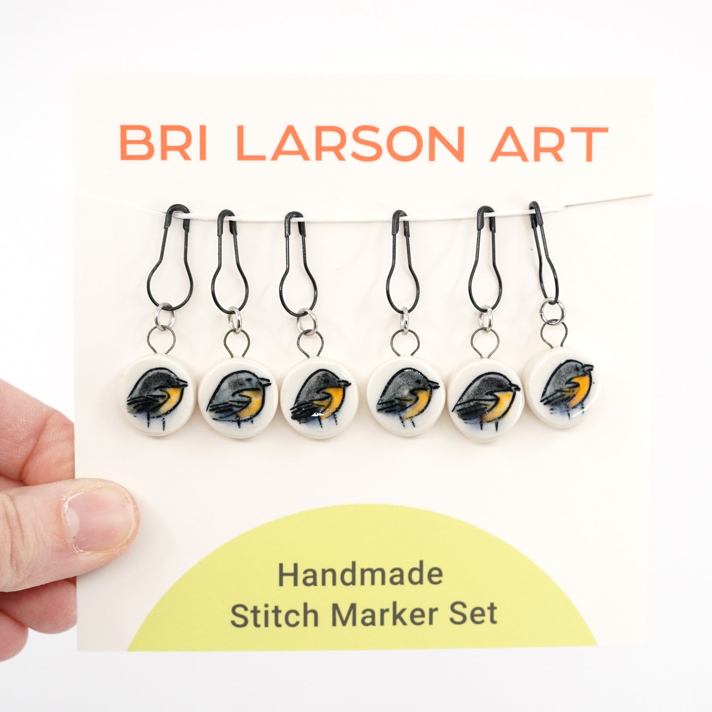 Baltimore Oriole Stitch Marker Set - Pin Version