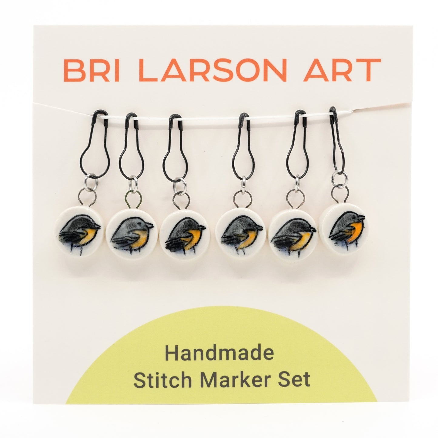Baltimore Oriole Stitch Marker Set - Pin Version