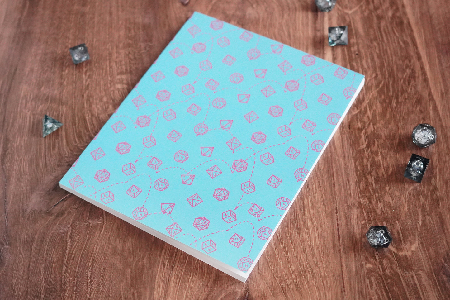 Dice Set Notebook - Teal and Pink