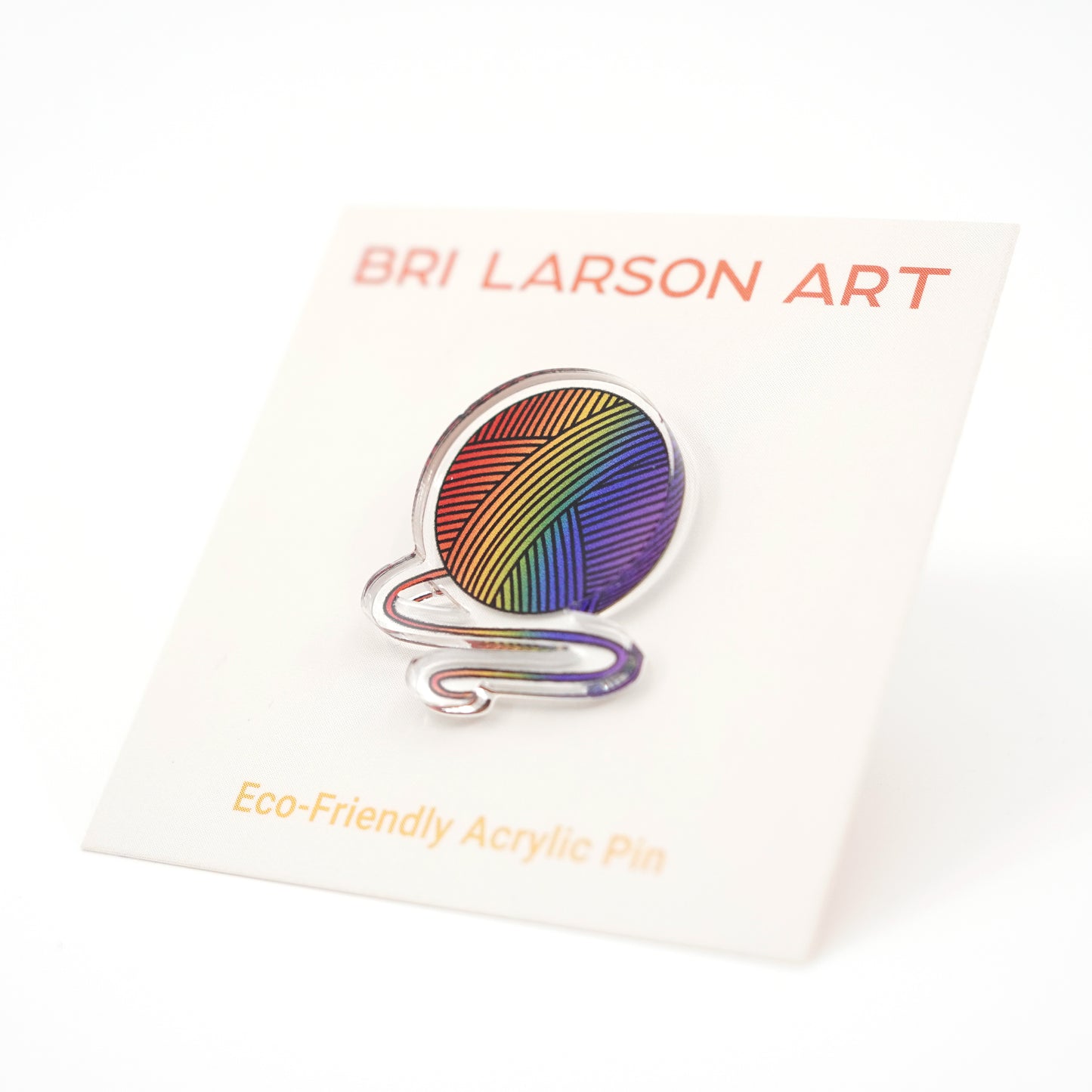 Rainbow Yarn Ball Acrylic Pin