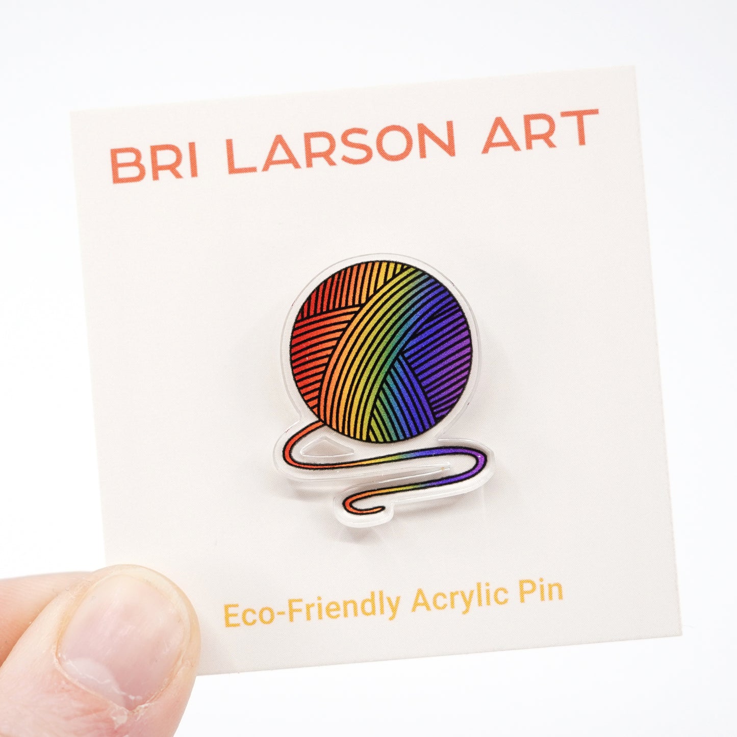 Rainbow Yarn Ball Acrylic Pin