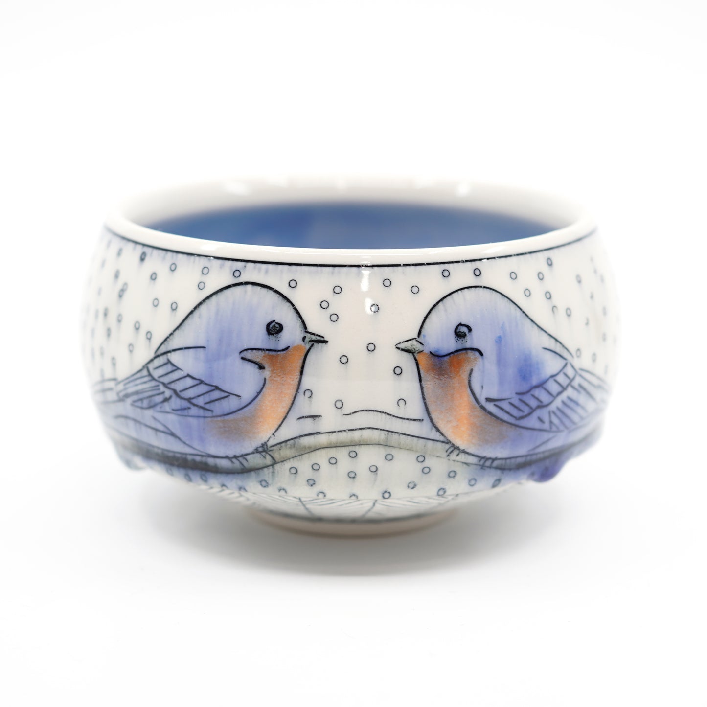 Snowy Bluebird Small Bowl
