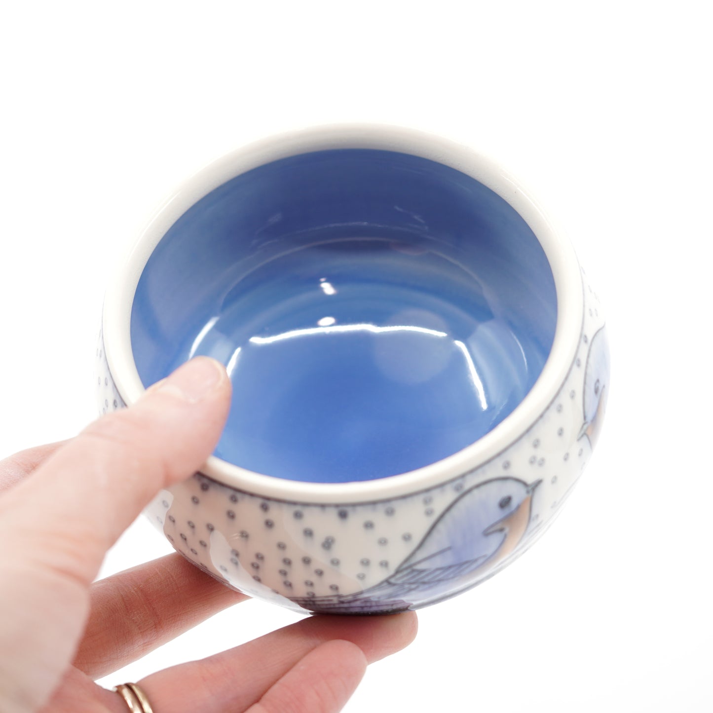 Snowy Bluebird Small Bowl