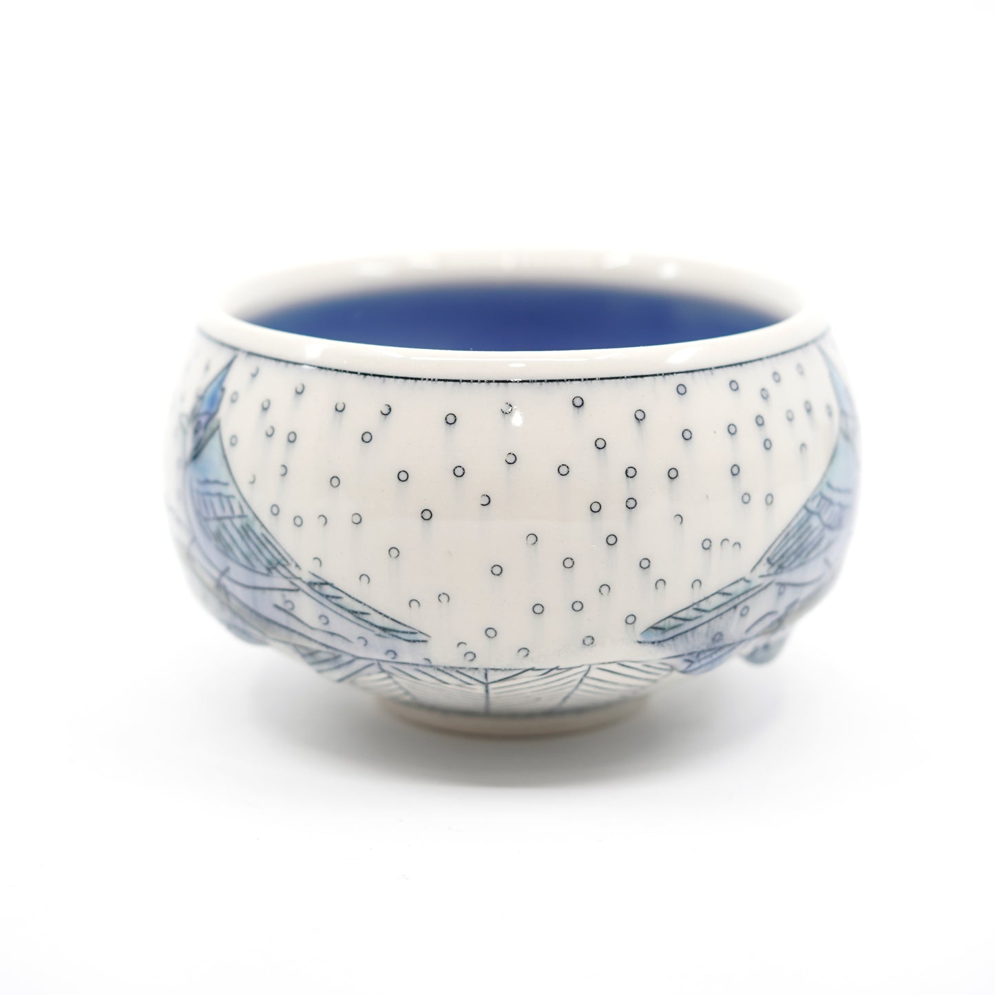 Snowy Blue Jay Small Bowl