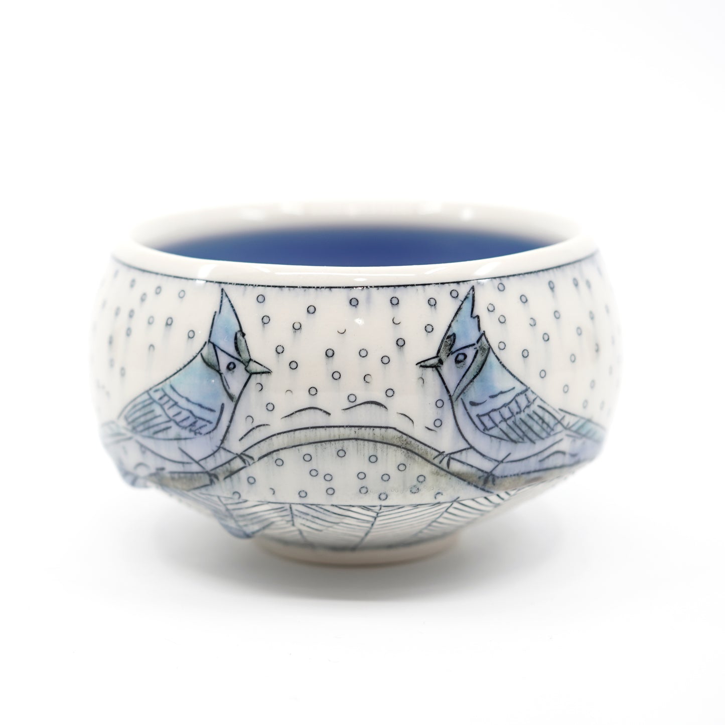 Snowy Blue Jay Small Bowl