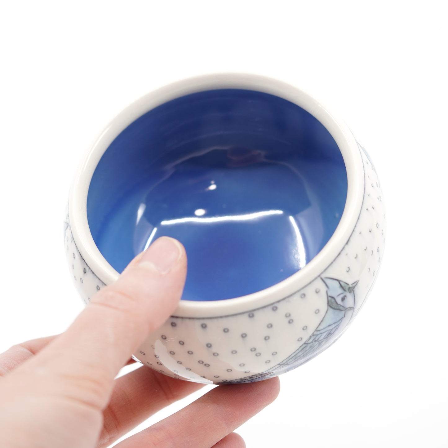 Snowy Blue Jay Small Bowl