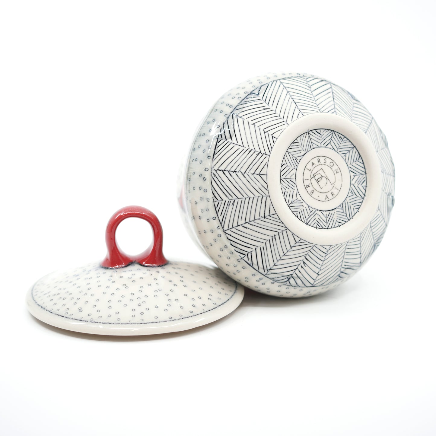 Snowy Cardinal Lidded Jar