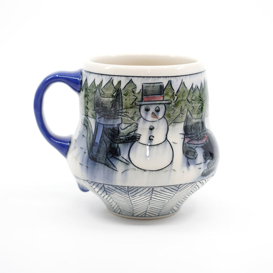 Cats Building a Snowman Mug