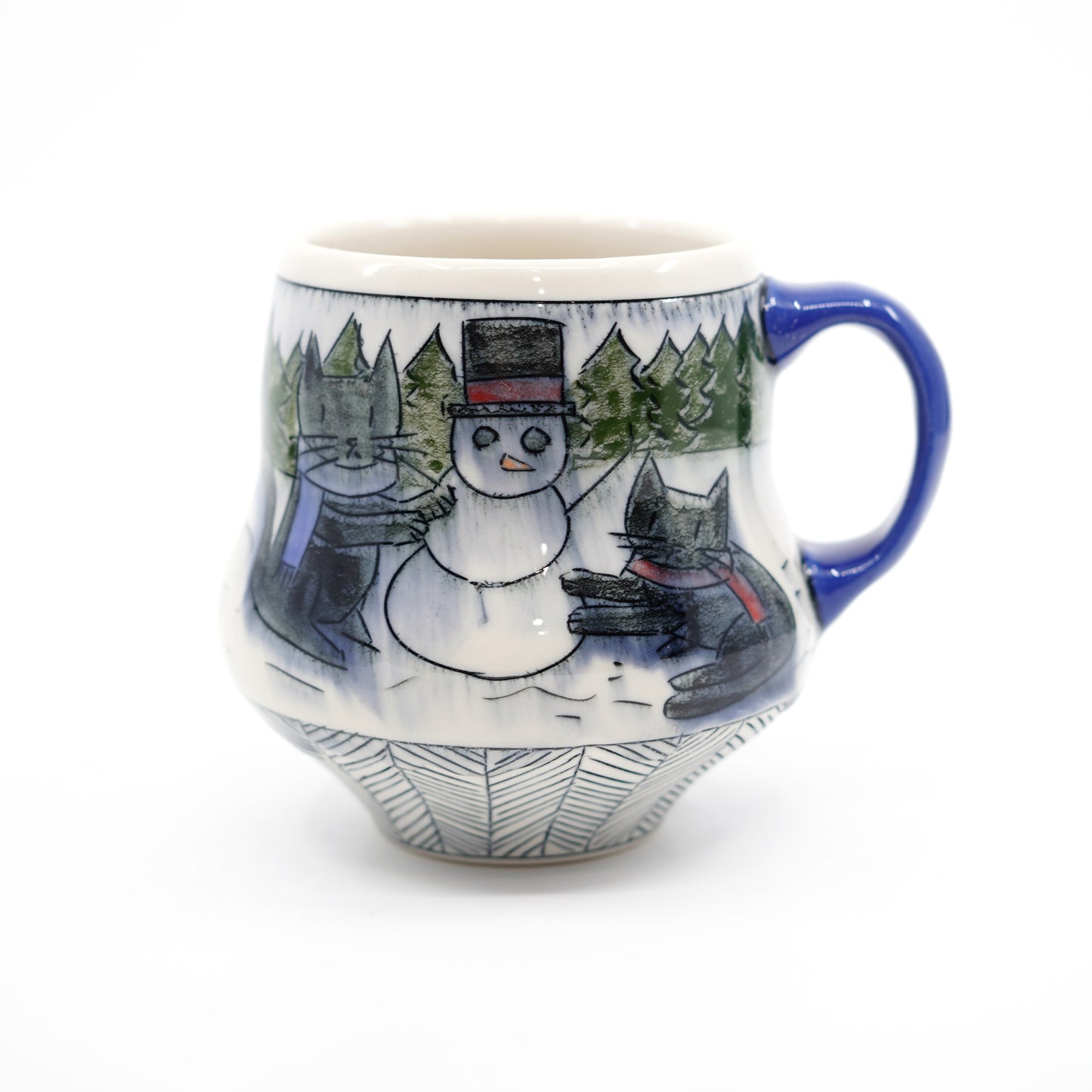 Cats Building a Snowman Mug