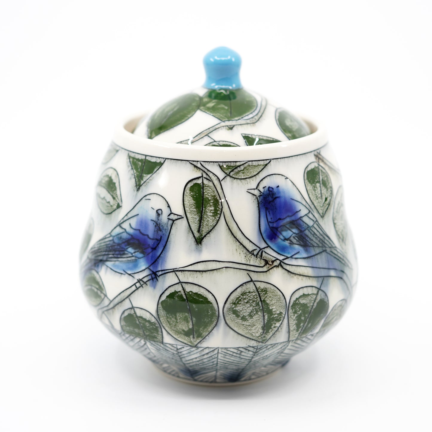 Indigo Bunting Lidded Jar