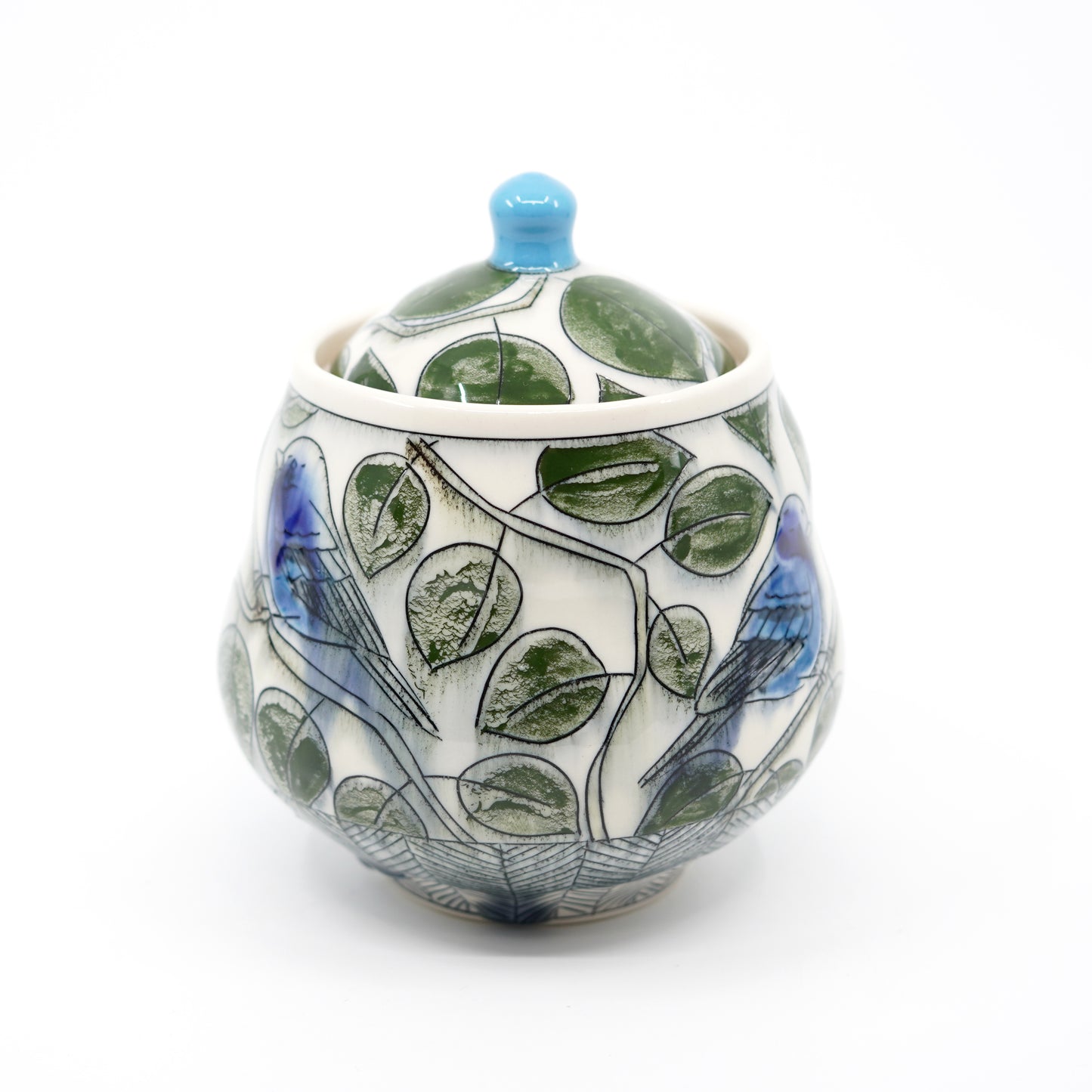 Indigo Bunting Lidded Jar