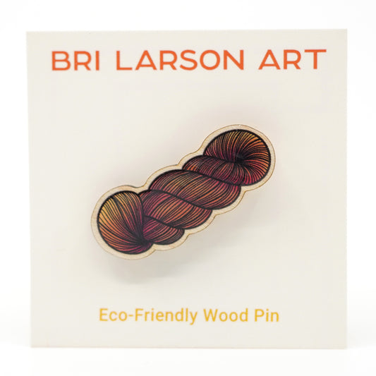 Yarn Skein Eco-Friendly Wood Pin / Orange