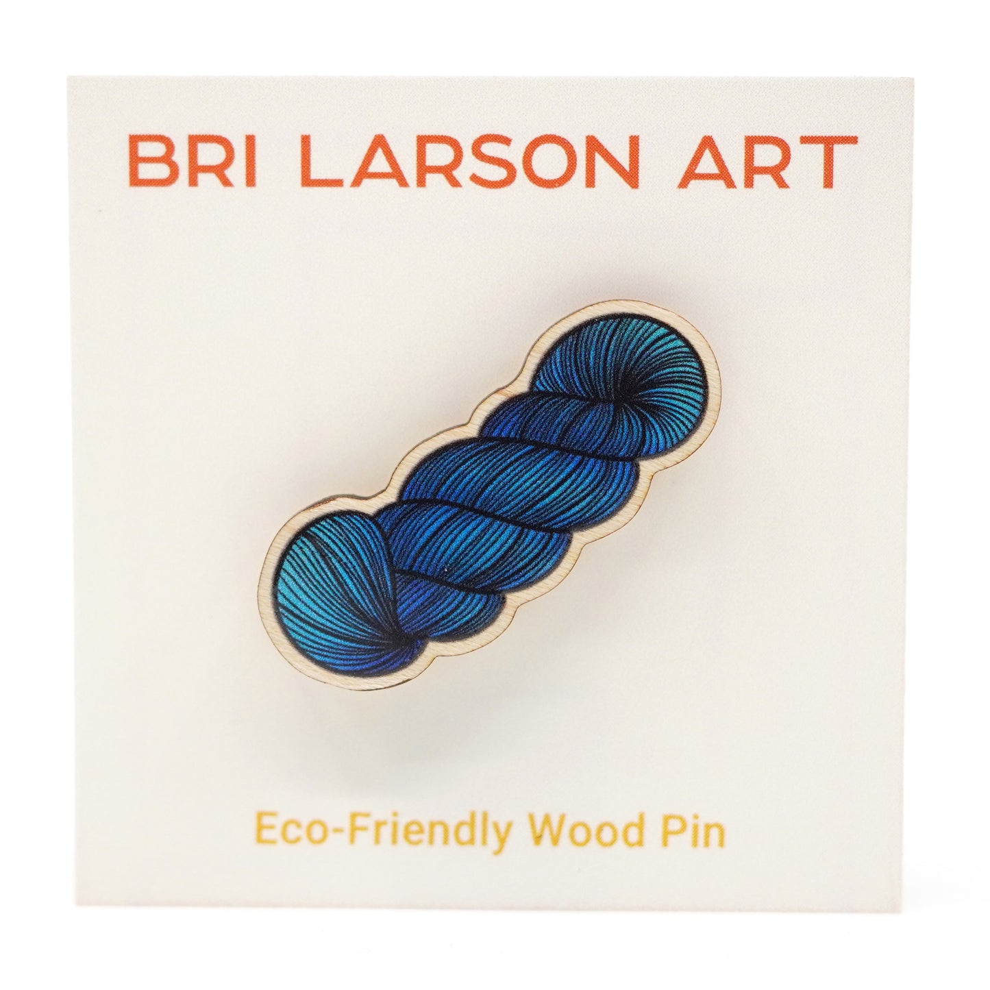 Yarn Skein Eco-Friendly Wood Pin / Blue