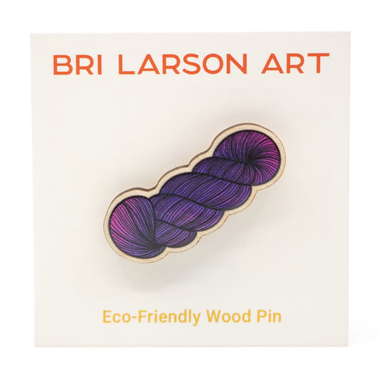 Yarn Skein Eco-Friendly Wood Pin / Purple