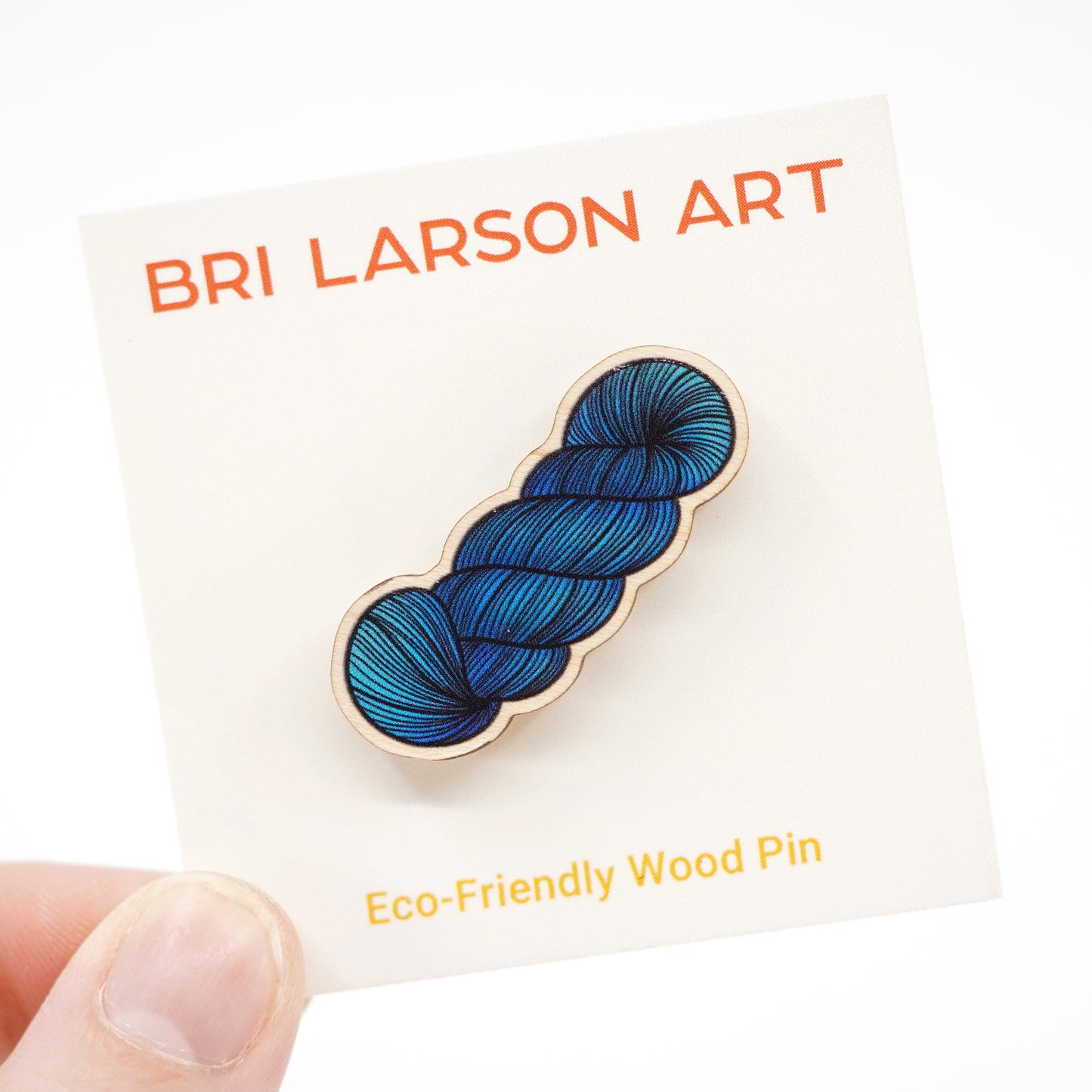 Yarn Skein Eco-Friendly Wood Pin / Blue