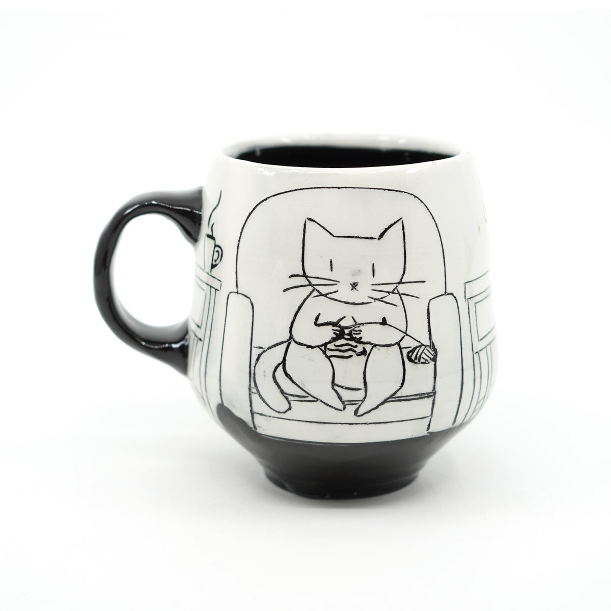Black & White Cats Knitting Mug