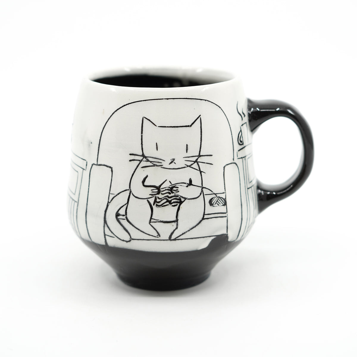 Black & White Cats Knitting Mug