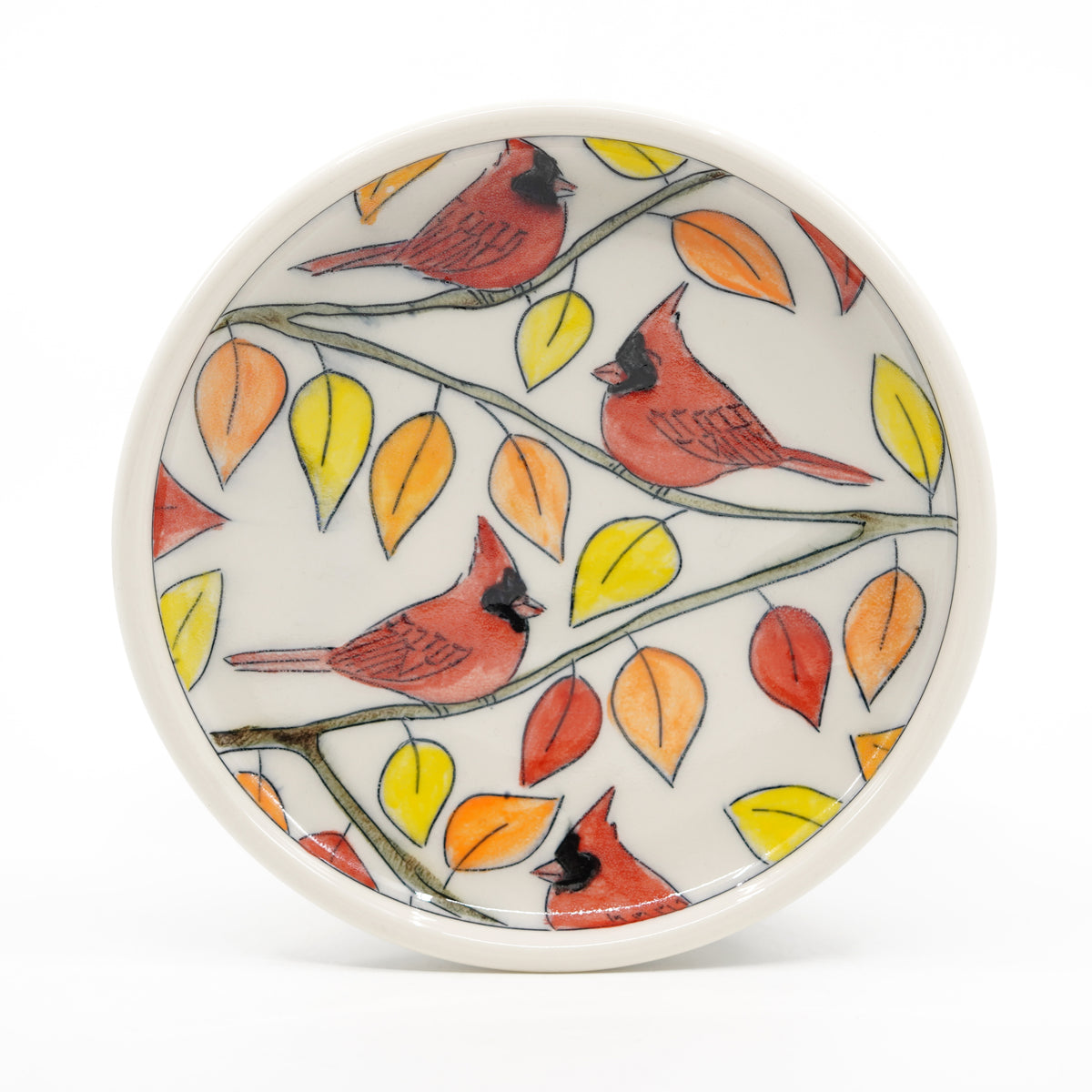 Autumn Cardinals Dessert Plate