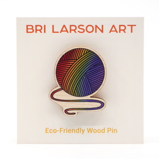 Rainbow Yarn Ball Eco-Friendly Wood Pin