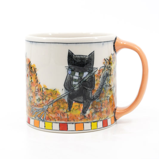 Cats Raking Leaves Mug