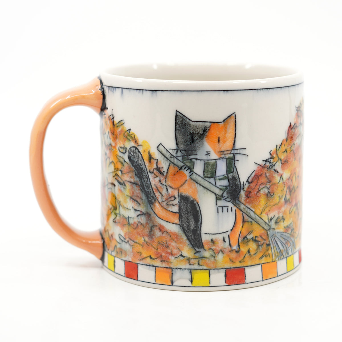 Cats Raking Leaves Mug