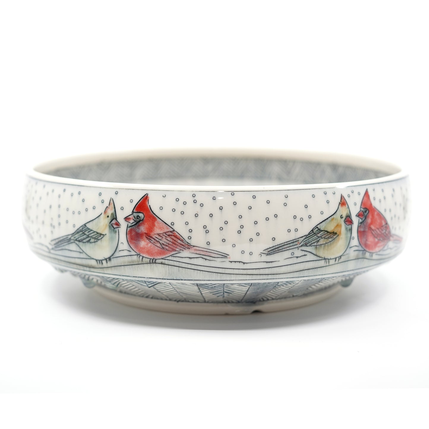 Snowy Cardinal Serving Bowl [SECOND]